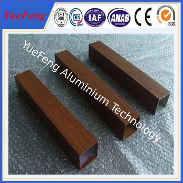 wooden transfer(wood grain transfer printing) aluminum square tube extrusion