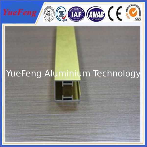 gold surface AL6063 aluminium profile for rail sections