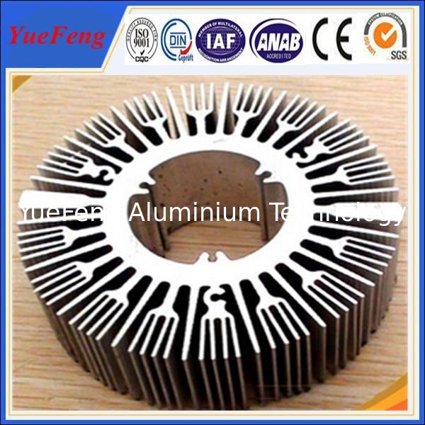 Industrial aluminium profile manufacturer for round sunflower heatsink aluminium