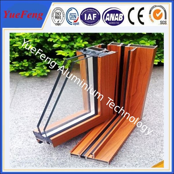 Popular wooden grain aluminium extrusion profile for sliding window & door