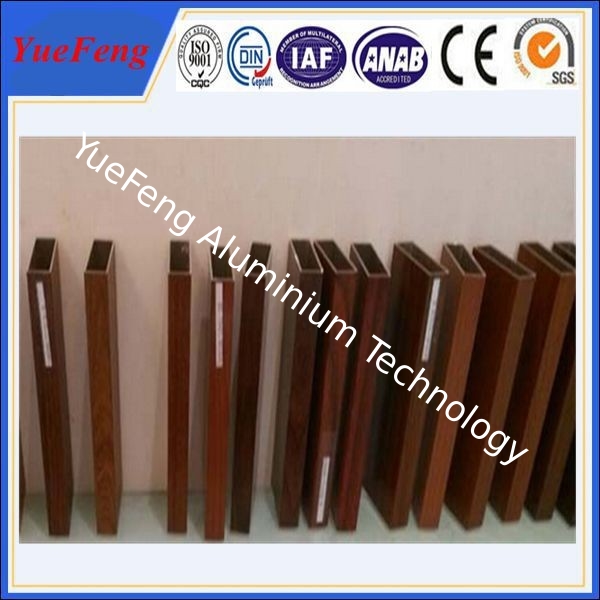 6000 Series wood look aluminum rectangular tube / aluminium square pofiles